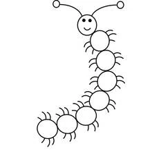 Dibujo de Oruga sonriente con segmentos redondos para colorear