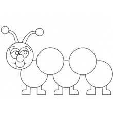 Dibujo de Oruga con segmentos redondos y sonriente para colorear
