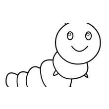 Dibujo de Oruga con cara sonriente para colorear