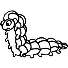 Dibujo de Oruga divertida enroscando su cuerpo para colorear Dibujo de Oruga divertida enroscando su cuerpo para colorear