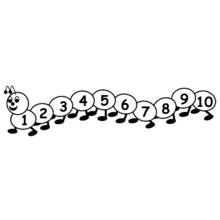 Dibujo de Oruga con segmentos numerados del 1 al 10 para colorear Dibujo de Oruga con segmentos numerados del 1 al 10 para colorear