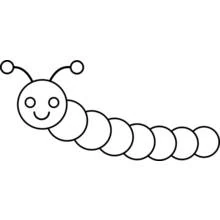 Dibujo de Oruga de cuerpo redondo y sonriente para colorear Dibujo de Oruga de cuerpo redondo y sonriente para colorear