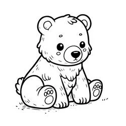 Dibujo de Osito sentado con curiosidad para colorear