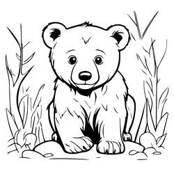 Dibujo de Osito sentado entre hierbas altas para colorear