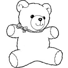 Dibujo de Oso de peluche sentado con un lazo para colorear