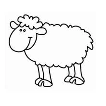 Dibujo de Oveja de pie con cara sonriente para colorear