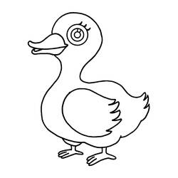 Dibujo de Pato de pie con cuello largo y curvado para colorear