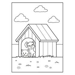 Perro y Gato - Dibujos para colorear gratis