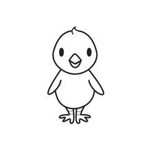 Dibujo de Pollito de pie de frente para colorear