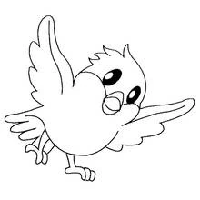 Dibujo de Pollito con las alas extendidas para colorear