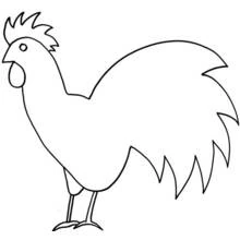 Dibujo de Pollo de pie con las plumas de la cola desplegadas para colorear Dibujo de Pollo de pie con las plumas de la cola desplegadas para colorear