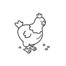Dibujo de Pollo picoteando semillas en el suelo para colorear Dibujo de Pollo picoteando semillas en el suelo para colorear