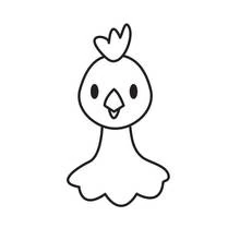 Dibujo de Pollo visto de frente con su cresta para colorear Dibujo de Pollo visto de frente con su cresta para colorear