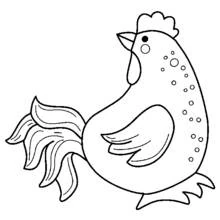 Dibujo de Pollo con grandes plumas en la cola para colorear Dibujo de Pollo con grandes plumas en la cola para colorear