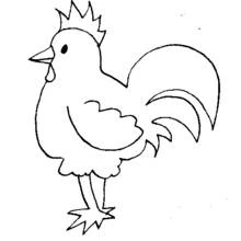 Dibujo de Pollo de pie con la cola desplegada para colorear Dibujo de Pollo de pie con la cola desplegada para colorear