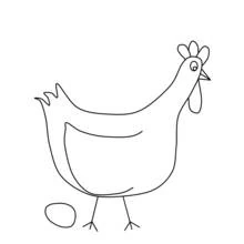 Dibujo de Pollo con cabeza girada y huevo pequeño para colorear Dibujo de Pollo con cabeza girada y huevo pequeño para colorear