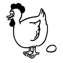 Dibujo de Pollo de pie junto a un huevo para colorear Dibujo de Pollo de pie junto a un huevo para colorear