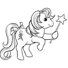 Dibujo de Poni sosteniendo una varita estrella para colorear