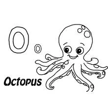 Dibujo de Pulpo con la letra O para colorear