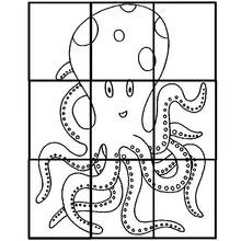 Dibujo de Pulpo en cuadrícula de rompecabezas para colorear