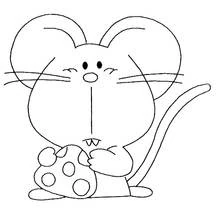 Dibujo de Ratón sosteniendo un trozo de queso para colorear