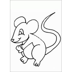 Dibujo de Ratón de pie con la cola enroscada para colorear