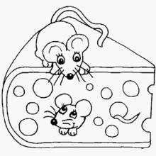 Dibujo de Par de ratones asomando en un trozo de queso para colorear Dibujo de Par de ratones asomando en un trozo de queso para colorear