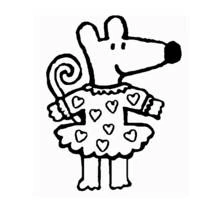 Dibujo de Ratón vestido con un traje de corazones para colorear Dibujo de Ratón vestido con un traje de corazones para colorear