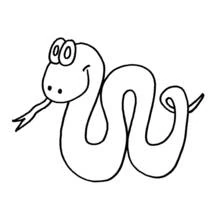 Dibujo de Serpiente sonriente con cuerpo ondulado para colorear