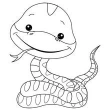Dibujo de Serpiente bebé con gran sonrisa para colorear