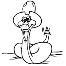 Dibujo de Serpiente de cascabel sentada con la lengua fuera para colorear