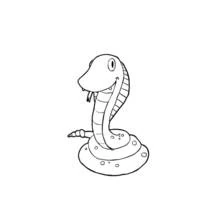 Dibujo de Serpiente cobra enroscada sonriendo para colorear