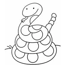 Dibujo de Serpiente boa enroscada con cara sonriente para colorear