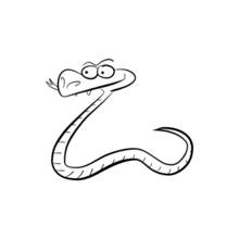 Dibujo de Serpiente de mirada divertida y cola enroscada para colorear
