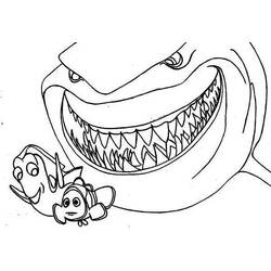 Dibujo de Tiburón sonriente con dos pequeños peces para colorear