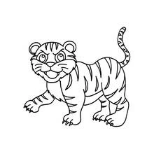 Dibujo de Tigre caminando para colorear