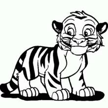 Dibujo de Tigre bebé sentado con ojos grandes para colorear