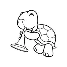 Dibujo de Tortuga tocando la trompeta para colorear