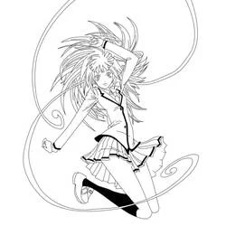 Dibujo de Kaede Kayano en una pose dinámica para colorear