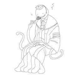 Dibujo de Koro Sensei lamiendo una piruleta para colorear