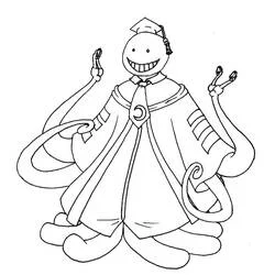 Dibujo de Koro Sensei con los tentáculos extendidos para colorear