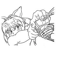 Dibujo de Beyblade lanzada por un joven jugador para colorear Dibujo de Beyblade lanzada por un joven jugador para colorear