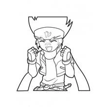 Dibujo de Beyblade niño celebrando con los puños cerrados para colorear Dibujo de Beyblade niño celebrando con los puños cerrados para colorear