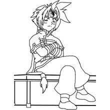 Dibujo de Beyblade sentado sobre una barandilla para colorear Dibujo de Beyblade sentado sobre una barandilla para colorear
