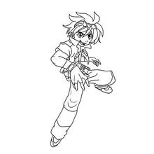 Dibujo de Beyblade niño en pose de acción dinámica para colorear Dibujo de Beyblade niño en pose de acción dinámica para colorear