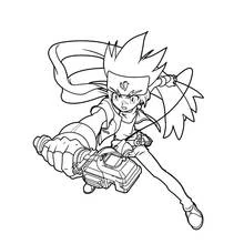 Dibujo de Gingka lanzando su Beyblade en plena acción para colorear