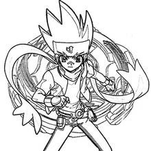 Dibujo de Beyblade joven luchador en pose de acción para colorear