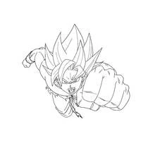 Dibujo de Goku volando hacia adelante con un puñetazo para colorear Dibujo de Goku volando hacia adelante con un puñetazo para colorear