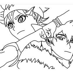 Dibujo de Asta y Yuno chocando puños para colorear Dibujo de Asta y Yuno chocando puños para colorear