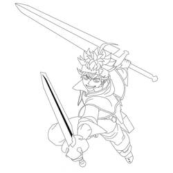Dibujo de Asta luchando con dos espadas para colorear Dibujo de Asta luchando con dos espadas para colorear